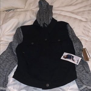 Hooded Denim Jacket with Sleeves